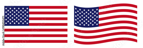 アメリカ国旗（星条旗）のイラスト素材　星とストライプのシンプルデザイン・USAシンボル・背景／装飾用　