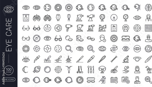 A collection of eye care related icons and symbols for medical and healthcare use AI, eps, png, jpg. transparent background.