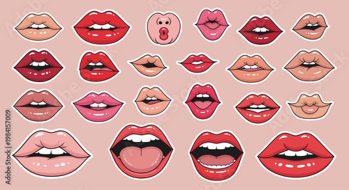Collection of Diverse Lips Illustrations in Various Expressions and Styles
