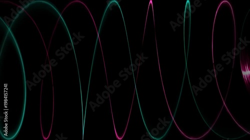 Spiral particles laser magenta and aqua glow energy light rotating around