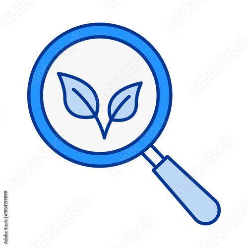 Magnifying Glass Icon with Leaf Symbol for Eco Search Sustainability Environment and Green Energy Concept
