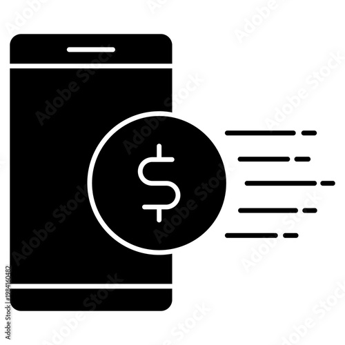 Coin to Mobile Transfer Icon, Mobile Payment Icon, Digital Money Transfer, Cash to Phone Concept, Fintech Payment Symbo