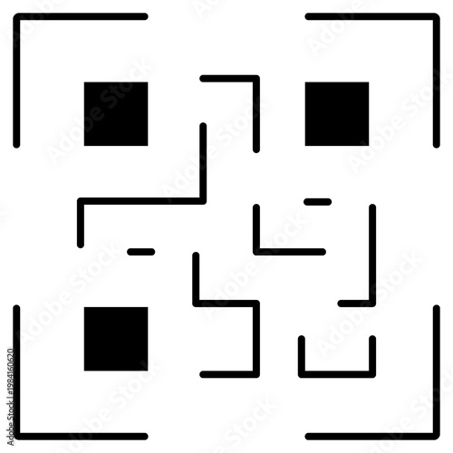QR Code Icon, QR Scan Symbol, Digital QR Code Design, Barcode QR Label, Mobile Scan Code Icon