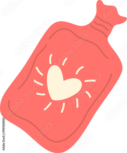 Cute Pink Hot Water Bottle Illustration
