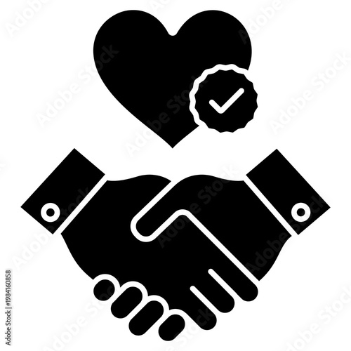 Handshake Heart Logo, Love Handshake Icon, Trust Partnership Symbol, Unity Heart Design, Friendship Handshake Emblem