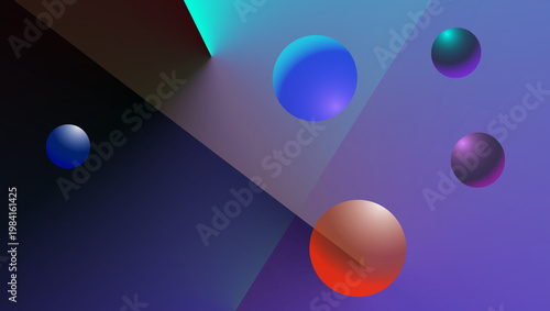 Abstract Floating Spheres Geometric Background