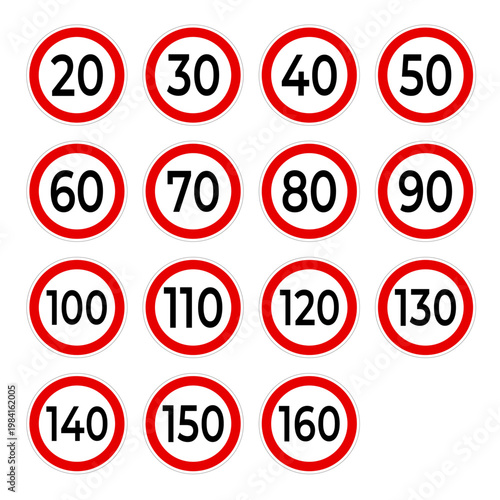 Speed Limit Road Sign Collection