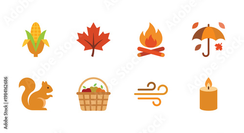 Minimal Autumn Season Icon Set Collection