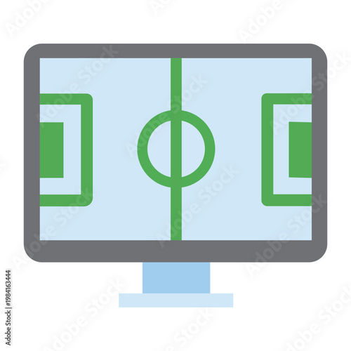 Digital Football Field: A computer screen displays a simplified football field, creating a modern and clean design for sports or technology concepts.