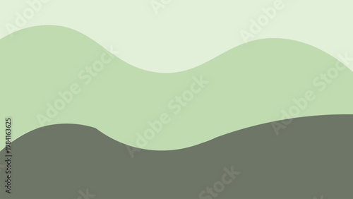 Abstract green layered wave landscape with light medium dark shades minimalist terrain vector illustration design
