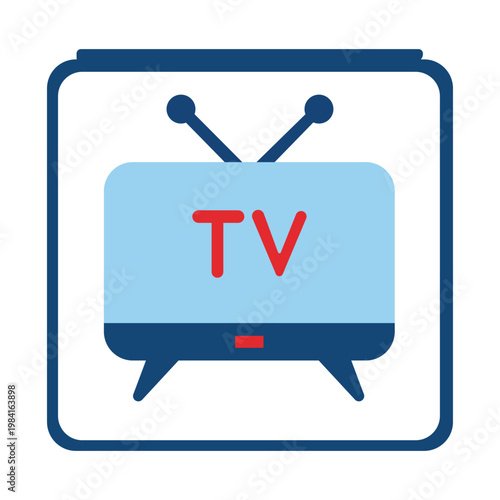 TV Icon: A minimalist icon presents a vintage television, offering a simple yet compelling visual representation of media, broadcasting, and entertainment. 