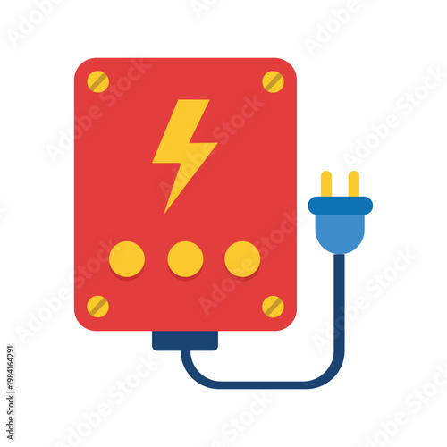 Energy Connection: A graphic representation of an electrical device, radiating the essence of power and connectivity. Its bold colors and minimalist design capture the attention of a wide audience.