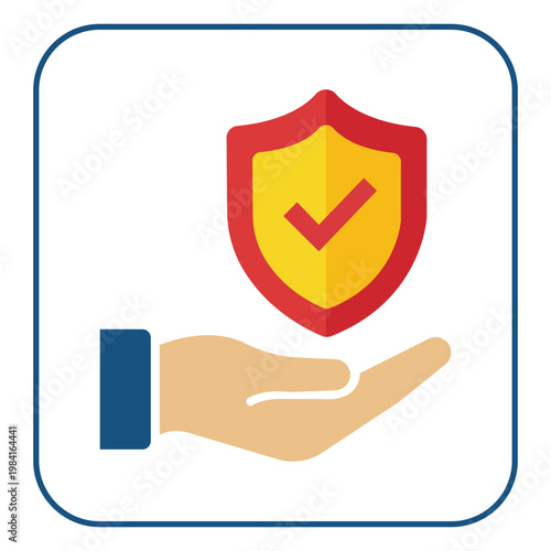 Guardian's Assurance: A stylized hand cradles a shield emblazoned with a checkmark, symbolizing unwavering protection, security, and assurance.
