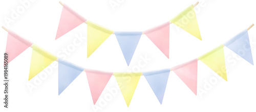 Pastel bunting clipart Flag garland Transparent background