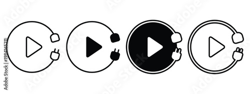 Wired Video Icon. Vector Illustration