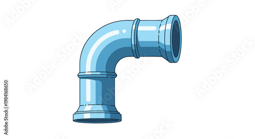 Blue industrial 90 degree pipe elbow fitting for plumbing or mechanical systems isolated on a white background with highlights.