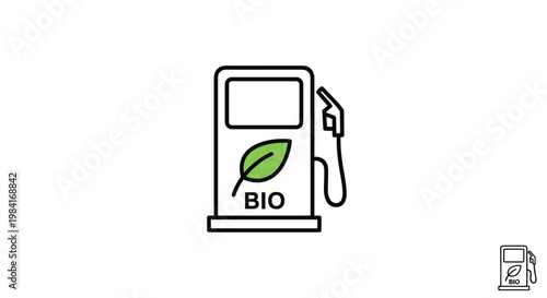 Green biofuel gas pump icon with a leaf symbol representing eco-friendly alternative energy and sustainable transportation options.