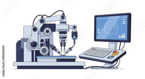 Automated robotic system with high precision arms and multiple needles working together with a computer control station.