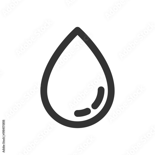 Water drop icon symbol for liquid fluid purity with hydration, moisture