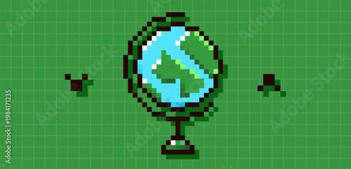 Back to School pixel art globe.