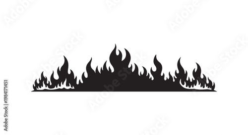 Black fire flames. powerful inferno graphic for heat, danger, or warm passion. isolated on white background.