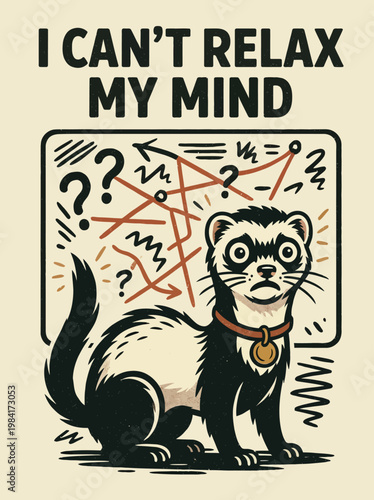 Ferret with worried expression standing.