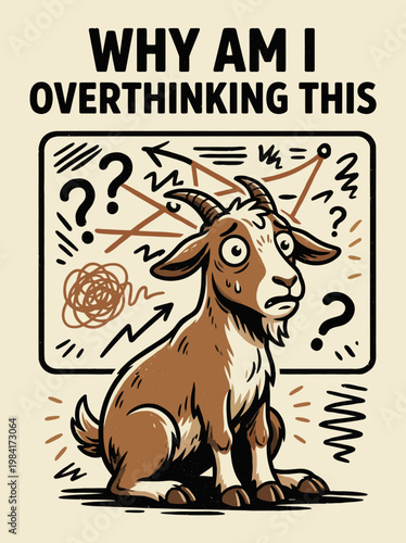 Goat with worried expression looking puzzled.