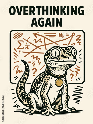 Lizard with worried expression sitting.