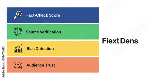 Press freedom day, Fact-checking, verification, and trust icons, colorful infographic elements, flat design