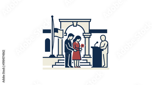 Couple's Wedding Ceremony at Government Building