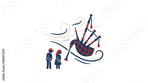 Scottish Bagpipes Player with Audience