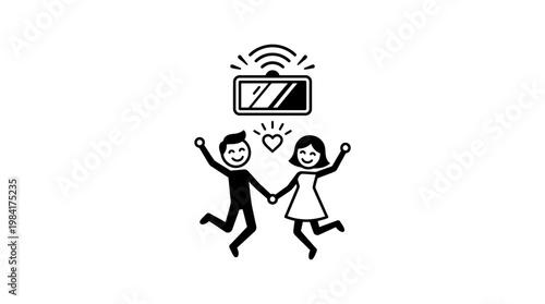 Couple Celebrating Smart TV Streaming Love