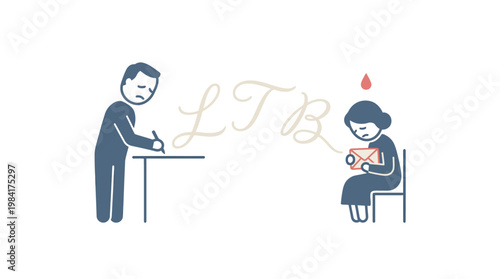 Sad Couple Communicating Through Letters Relationship Problems