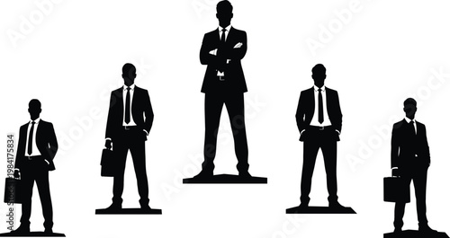 Silhouetted businessmen standing together a symbol of corporate strength and unity
