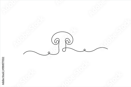 Mushrooms drawing by one continuous line art isolated vector illustration