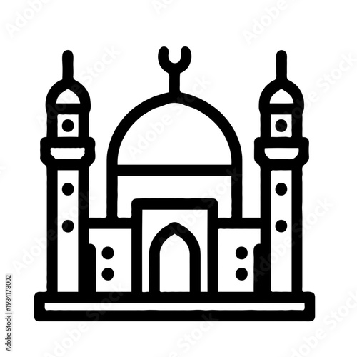 A professional vector illustration design of the Taj Mahal building architecture icon symbolizing travel and historic city landmarks in a clean cartoon style