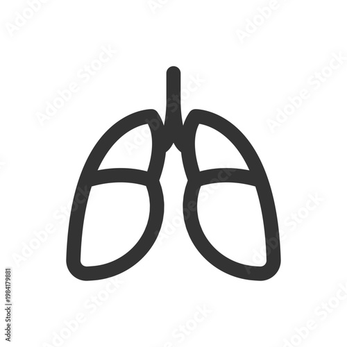 Simple icon of human lungs against a white background with respiratory, medicine