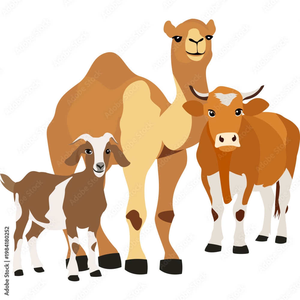Obraz premium Illustration of Sacrificial Animals for Eid al-Adha