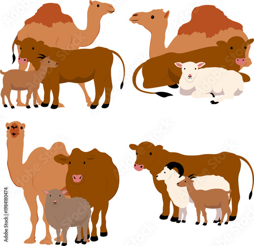 Illustration of Sacrificial Animals for Eid al-Adha
