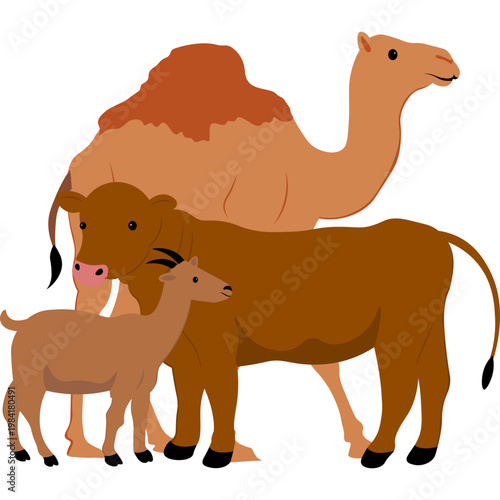 Illustration of Sacrificial Animals for Eid al-Adha
