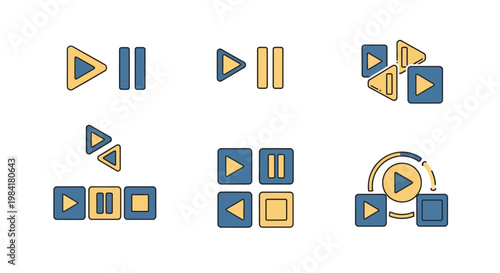 Collection of play button icons.