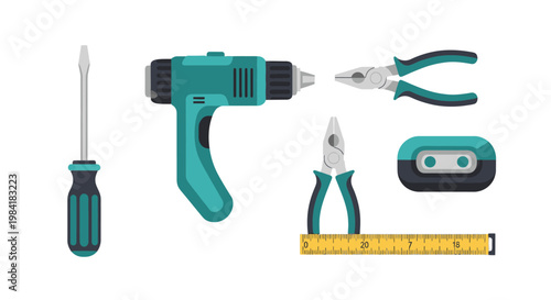 Vector set of hand tools for construction and repair