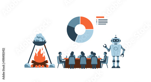 Robot standing next to people meeting.