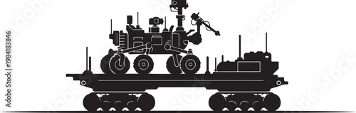 Fishing boat, industrial vessel, silhouette icon, black and white graphic