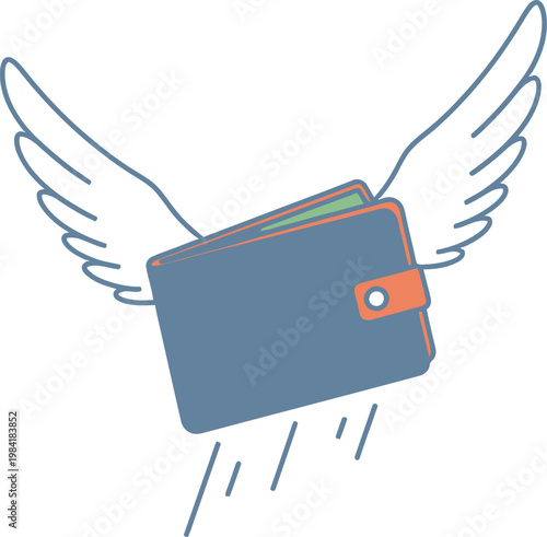 Flying Wallet Vector Icon Financial Loss Money Business Finance Payment Budget Expense