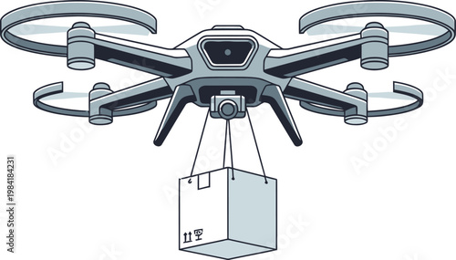 Drone delivery service vector illustration package shipping technology isolated white background