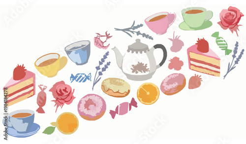 Colorful Flat Design Desserts Icon Set for Food & Bakery Marketing