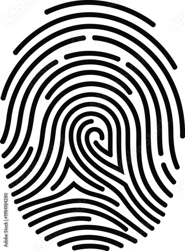 Fingerprint vector biometric security identity authentication scan icon isolated white