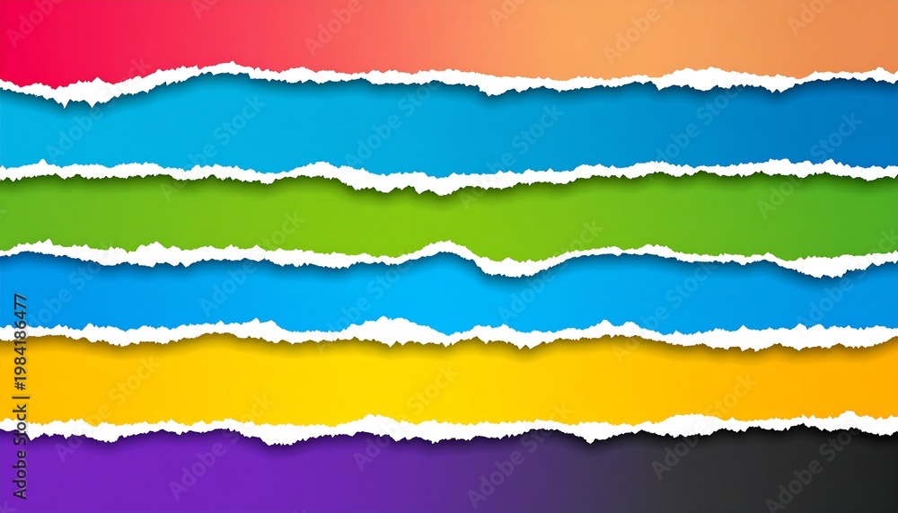 Fototapeta premium Vibrant colored paper layers with jagged edges