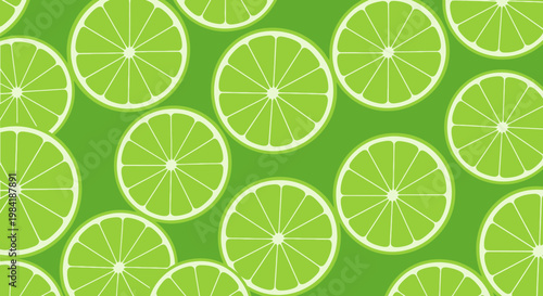 Lime Slices Green Background.